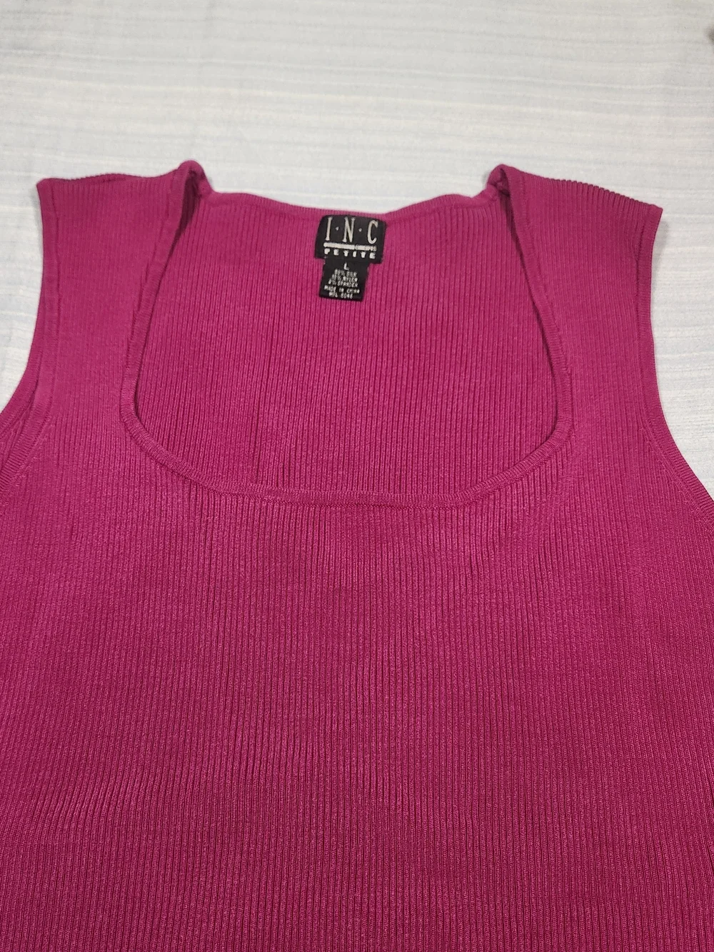 INC International Concepts Petite Silk Blend Ribbed Knit Tank Top - Sz. PL- Mage